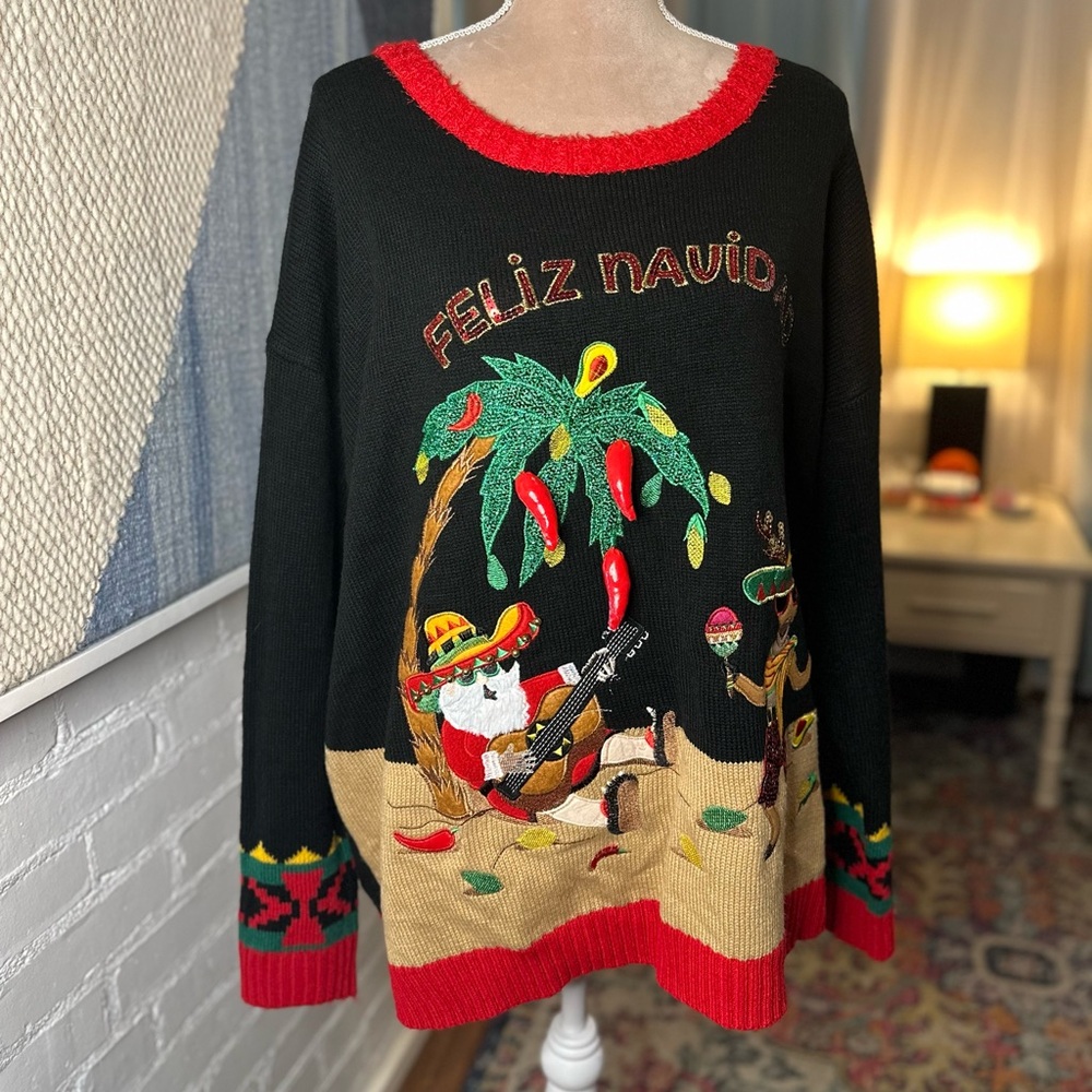 Holiday Time Feliz Navidad 3D Christmas Sweater - Picture 6 of 12